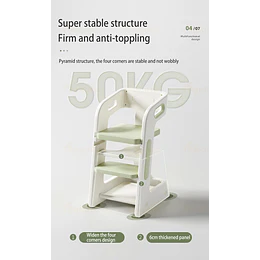 Kidscool Silla Alta Comedor Infantil y Torre de Aprendizaje Plástico Verde Menta / Gris 80x42x51 cm 