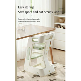 Kidscool Silla Alta Comedor Infantil y Torre de Aprendizaje Plástico Verde Menta / Gris 80x42x51 cm 