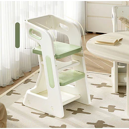 Kidscool Silla Alta Comedor Infantil y Torre de Aprendizaje Plástico Verde Menta / Gris 80x42x51 cm 