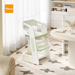 Kidscool Silla Alta Comedor Infantil y Torre de Aprendizaje Plástico Verde Menta / Gris 80x42x51 cm 