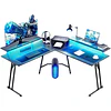 Escritorio Gamer en L Be Design con Doble Repisa para Monitores y Luces LED