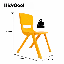 Kidscool Silla Infantil Apilable Ergonómica de Plástico Reforzado Amarillo 34x38x52 cm