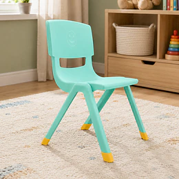 Kidscool Silla Infantil Apilable Ergonómica de Plástico Reforzado Verde 34x38x52 cm