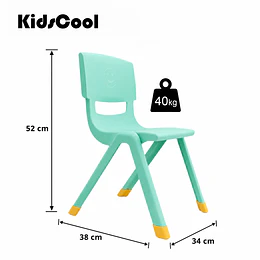Kidscool Silla Infantil Apilable Ergonómica de Plástico Reforzado Verde 34x38x52 cm