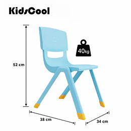 Kidscool Silla Infantil Apilable Ergonómica de Plástico Reforzado Azul 34x38x52 cm