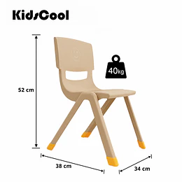 Kidscool Silla Infantil Apilable Ergonómica de Plástico Reforzado Café 34x38x52 cm