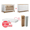 Cuna Infantil 3 Funciones Flow + Cómoda Mudador Infantil Kidscool Flow Blanca Eco Wood 4 Cajones 1 Puerta + ¡Colchón de Regalo!