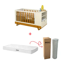 Cuna Evolutiva 6 en 1 Multi Etapas Maxx Kidscool – Beige Eco-Wood + Colchon Cuna Baby Box 130x70