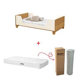 Mini Cama Zupi Blanca Caramelo + Colchon Cama Baby Box 150x70