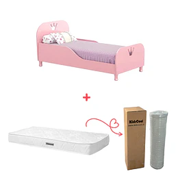  Mini Cama de Transición Infantil Princesa Kidscool MDF Rosada + Colchon Cama Baby Box 150x70 cms