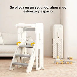 Torre de Aprendizaje Infantil con Peldaños Antideslizantes Plástico Crema Gris 84x44.5x49 cm 