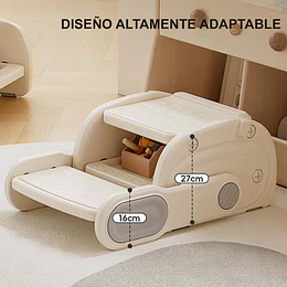 Banquito Escalón Convertible en Silla Infantil Plástico Crema Gris 27x41x63 cm 