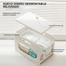 Mudador de Sobremesa Compacto con Estante Organizador Plástico Blanco Marfil 75x51x46 cm 