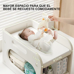 Mudador de Sobremesa Compacto con Estante Organizador Plástico Blanco Marfil 75x51x46 cm 