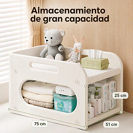 Mudador de Sobremesa Compacto con Estante Organizador Plástico Blanco Marfil 75x51x46 cm 
