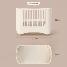 Cuna Infantil Móvil Multifuncional Kidscool con Ruedas y Organizadores Beige 123 x 68 x 92 cm