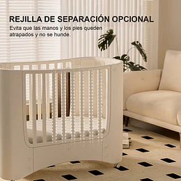 Cuna Infantil Móvil Multifuncional Kidscool con Ruedas y Organizadores Beige 123 x 68 x 92 cm