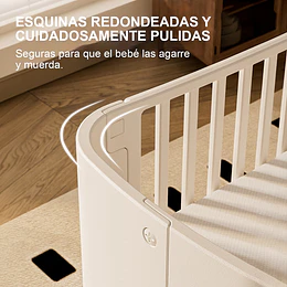 Cuna Infantil Móvil Multifuncional Kidscool con Ruedas y Organizadores Beige 123 x 68 x 92 cm