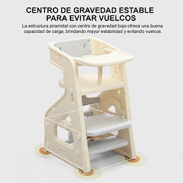 Kidscool Silla de Comer Crecimiento Evolutiva Infantil 3 en 1 Plástica Blanco Gris 79x43x50 cm 
