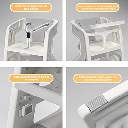 Kidscool Silla de Comer Crecimiento Evolutiva Infantil 3 en 1 Plástica Blanco Gris 79x43x50 cm 