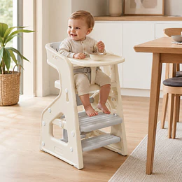 Kidscool Silla de Comer Crecimiento Evolutiva Infantil 3 en 1 Plástica Blanco Gris 79x43x50 cm 