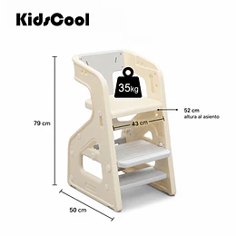 Kidscool Silla de Comer Crecimiento Evolutiva Infantil 3 en 1 Plástica Blanco Gris 79x43x50 cm 