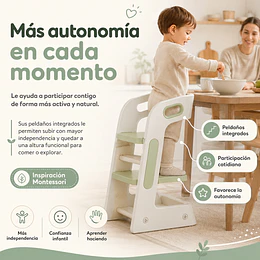 Silla Alta Comedor Infantil y Torre de Aprendizaje Plástico Verde Menta / Gris 80x42x51 cm 