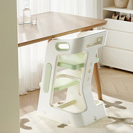 Silla Alta Comedor Infantil y Torre de Aprendizaje Plástico Verde Menta / Gris 80x42x51 cm 