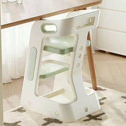 Silla Alta Comedor Infantil y Torre de Aprendizaje Plástico Verde Menta / Gris 80x42x51 cm 