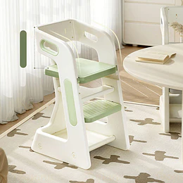 Silla Alta Comedor Infantil y Torre de Aprendizaje Plástico Verde Menta / Gris 80x42x51 cm 
