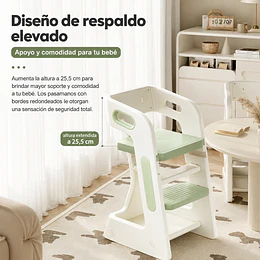 Silla Alta Comedor Infantil y Torre de Aprendizaje Plástico Verde Menta / Gris 80x42x51 cm 