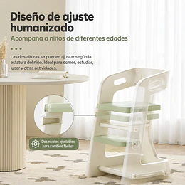 Silla Alta Comedor Infantil y Torre de Aprendizaje Plástico Verde Menta / Gris 80x42x51 cm 