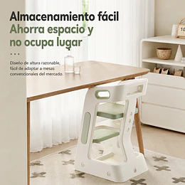 Silla Alta Comedor Infantil y Torre de Aprendizaje Plástico Verde Menta / Gris 80x42x51 cm 