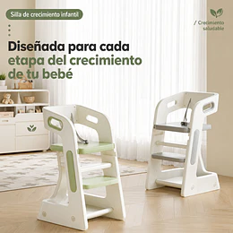 Silla Alta Comedor Infantil y Torre de Aprendizaje Plástico Verde Menta / Gris 80x42x51 cm 