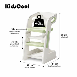Silla Alta Comedor Infantil y Torre de Aprendizaje Plástico Verde Menta / Gris 80x42x51 cm 