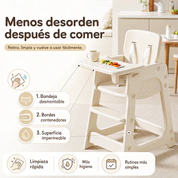Silla Alta de Comer Infantil con Bandeja Extraíble Beige Crema 91x46x57.5 cm 