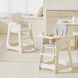 Silla Alta de Comer Infantil con Bandeja Extraíble Beige Crema 91x46x57.5 cm 
