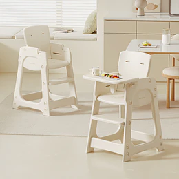 Silla Alta de Comer Infantil con Bandeja Extraíble Beige Crema 91x46x57.5 cm 