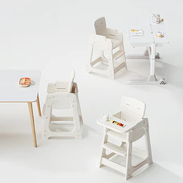 Silla Alta de Comer Infantil con Bandeja Extraíble Beige Crema 91x46x57.5 cm 