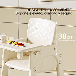 Silla Alta de Comer Infantil con Bandeja Extraíble Beige Crema 91x46x57.5 cm 