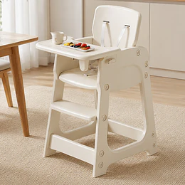 Silla Alta de Comer Infantil con Bandeja Extraíble Beige Crema 91x46x57.5 cm 