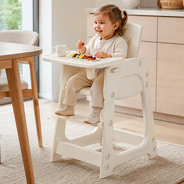 Silla Alta de Comer Infantil con Bandeja Extraíble Beige Crema 91x46x57.5 cm 