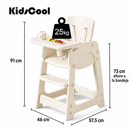 Silla Alta de Comer Infantil con Bandeja Extraíble Beige Crema 91x46x57.5 cm 