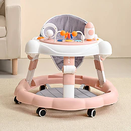 Andador de Bebé Multifunción 4 en 1 Antivuelco Plegable Kidscool - Rosado