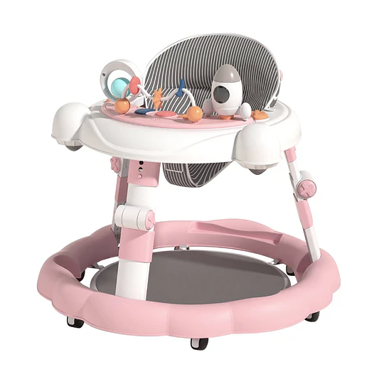 Andador de Bebé Multifunción 4 en 1 Antivuelco Plegable Kidscool - Rosado
