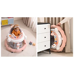 Andador de Bebé Multifunción 4 en 1 Antivuelco Plegable Kidscool - Rosado
