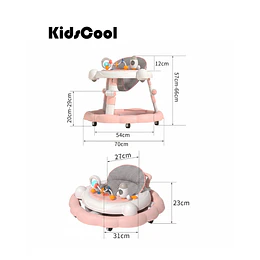 Andador de Bebé Multifunción 4 en 1 Antivuelco Plegable Kidscool - Rosado
