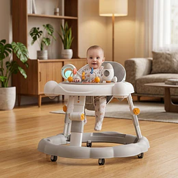 Andador de Bebé Multifunción 4 en 1 Antivuelco Plegable Kidscool - Gris