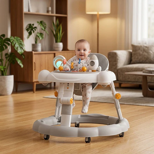 Andador de Bebé Multifunción 4 en 1 Antivuelco Plegable Kidscool - Gris