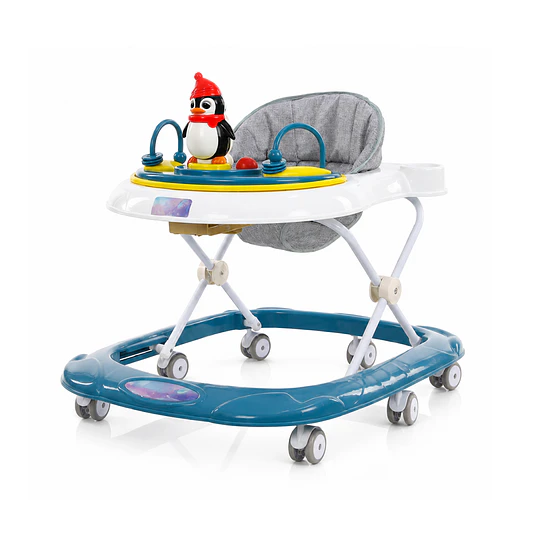  Andador Para Bebé Kidscool Pingüino Ruedas Silenciosas Celeste 65 X 55 X 50 cm